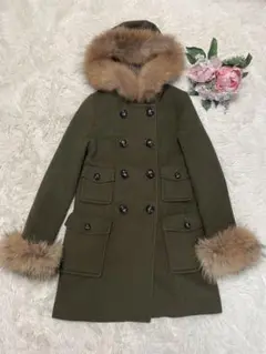 美品 GRACE CONTINENTAL カシミヤ混ラクーンファーコート 36