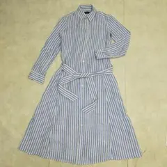 POLO RALPH LAUREN ストライプドリネンシャツドレス 定価4.2万