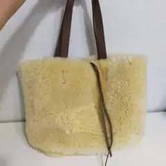 リアルファー リバーシブル シープスキン トートバッグ クリーム色