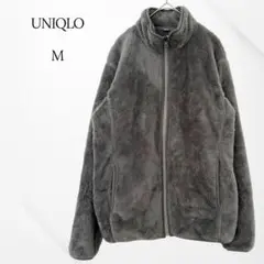 ユニクロ　ジャケット　フリース　ファーリー　フルジップ　グレー　M シンプル