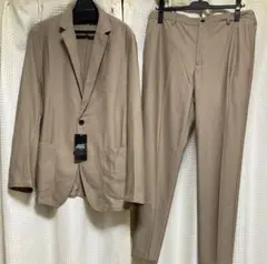 新品AOKI アオキ洗えるストレッチ　パジャマスーツベージュ　パンツセット