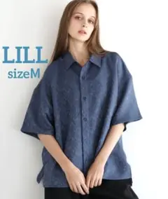 美品 LILL リラクシングハーフスリーブレギュラーシャツ ブルー 匿名