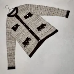 良品★MONiLE ノーカラージャケット ツイード バイカラー アイボリー