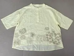 (K08127) coral 和柄 お花モチーフ刺繍プルオーバーブラウス