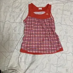 美品エレッセレディーステニスウェアオレンジ 幾何学模様 タンクトップサイズM