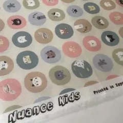 水玉にゃんこの生地　約50×50㎝