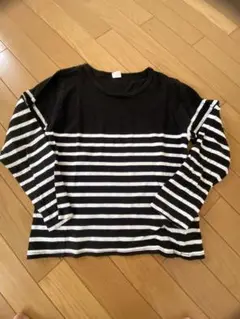 長袖カットソー 黒白ストライプ