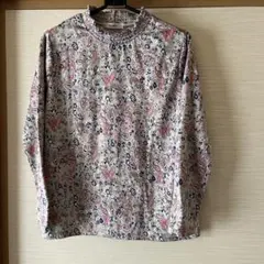 グレー　ペーズリーピンク　長袖　 衿シャーリングM