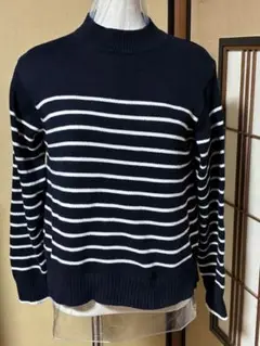 UNIQLO ネイビー ホワイト ストライプ セーター L