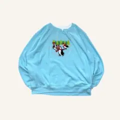 USA古着 ペンギン刺繍スウェット トレーナービッグサイズゆるだぼ 水色 2XL