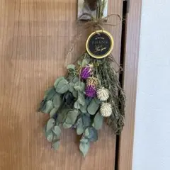 ユーカリ ローズマリー ラベンダー 千日紅のシンプルリース ハンドメイド
