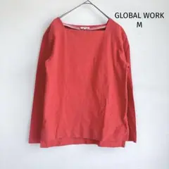 グローバルワーク GLOBAL WORK カットソー M スクエアネック レッド
