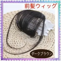 前髪ウィッグ ダークブラウン ストレート サイドバング付 シースルーバング