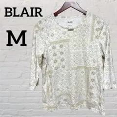 BLAIR 【M】パターン入り 五分袖 Tシャツ カットソー 七分袖 総柄