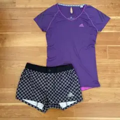adidas アディダス レディース ランニングTシャツ ショートパンツセット