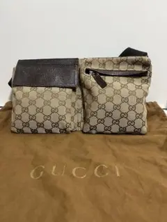 GUCCI グッチ ウエストポーチ ボディバッグ GGキャンバス ブラウン