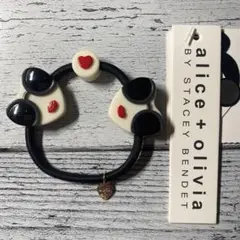 Alice+Olivia ステイシー　バッグチャーム Olivia Staceface Leather Key Charm In Black/off White Multi