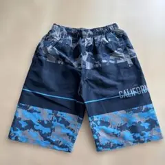 数回の着用 CALIFORNIA 迷彩水着 ブルー 160サイズ