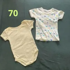 イエローの肌着と動物柄のTシャツセット
