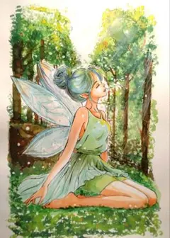 手描きイラストA4　コピック・水彩画『充電中』