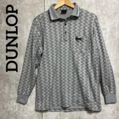 DUNLOP ダンロップ　グレー 長袖ポロシャツ Lサイズ　メンズ　古着　ゴルフ