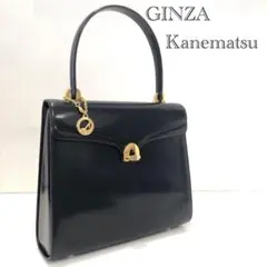 銀座かねまつ/フォーマル/ハンド/金具/ターンロック/ネイビー/スクエア
