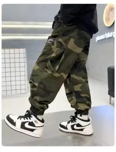 キッズ カーゴパンツ カモフラ 迷彩グリーン 150 ボトムス こども 男の子
