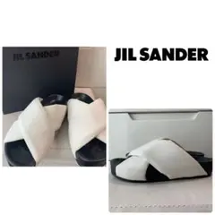ジルサンダー ホワイトキャンバス クロス サンダル