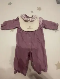 Bebe パープル花柄スタイ付きロンパース