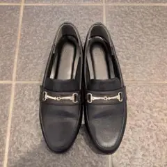 ブラックレザー ローファー ゴールド金 Sサイズ
