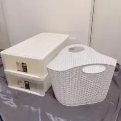 ニトリ 押入れケース S 奥行き74cm 2個 折りたためるランドリーバスケット