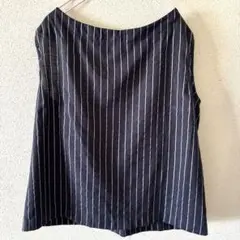 ベトナムブランド　ネイビー ストライプ ノースリーブ　シャツ　ブラウス