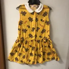 女の子　ワンピース　　くま　レトロ