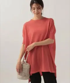 新品 エルーラ リネン混ゆるプルオーバー オーバーサイズ Tシャツ 半袖