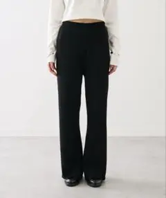 (新品未使用)ブラック リブニットパンツ　サイズ2