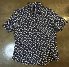 H&M ネイビー花柄半袖シャツ L