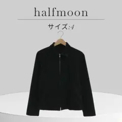 halfmoon フルジップ 襟付き 長袖 大きめサイズ ブラック 4