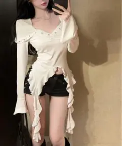 ラッフルスリーブマーメイドトップス
