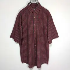 90s McGREGOR チェック柄 半袖 シャツ Mサイズ 赤系