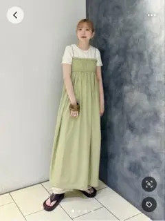 KBF シャーリングキャミワンピース　ベージュ