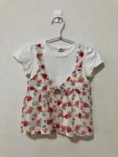 分離可能 花柄重ね着 Tシャツ（100cm）