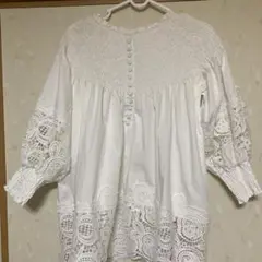 ホワイトレースブラウス M-L