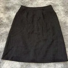 美品✨【ViViコラボ❗】ダークグレー ストライプ フレアスカート S ウール混