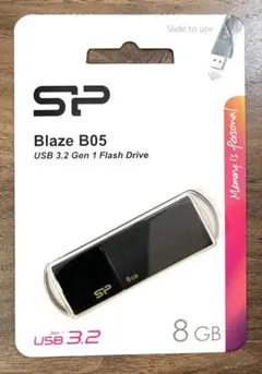 USBメモリー 8GB シリコンパワー USB3.0 スライド式(黒)