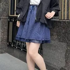 axes femme アソート柄編上ショートパンツ 紺色