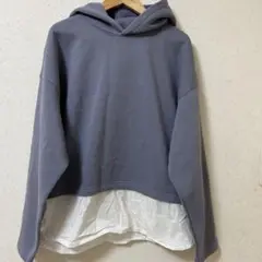 GU ジーユー 裏起毛 ヘムドッキングスウェットパーカー レイヤード風 M