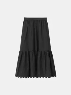 完売★PLST★春夏プラステ★カットワークロングスカート・ブラックＬ