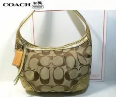 ★超美品!★COACH コーチ★シグネチャー柄ワンショルダーバッグ ■チャーム付