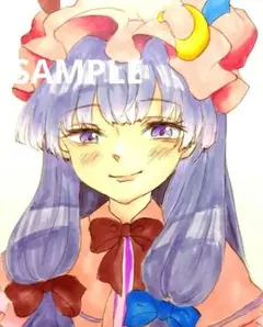 東方project　パチュリーノーレッジ　手描き　イラスト