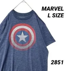 MARVEL マーベル キャプテンアメリカ Tシャツ ビッグロゴ L ネイビー